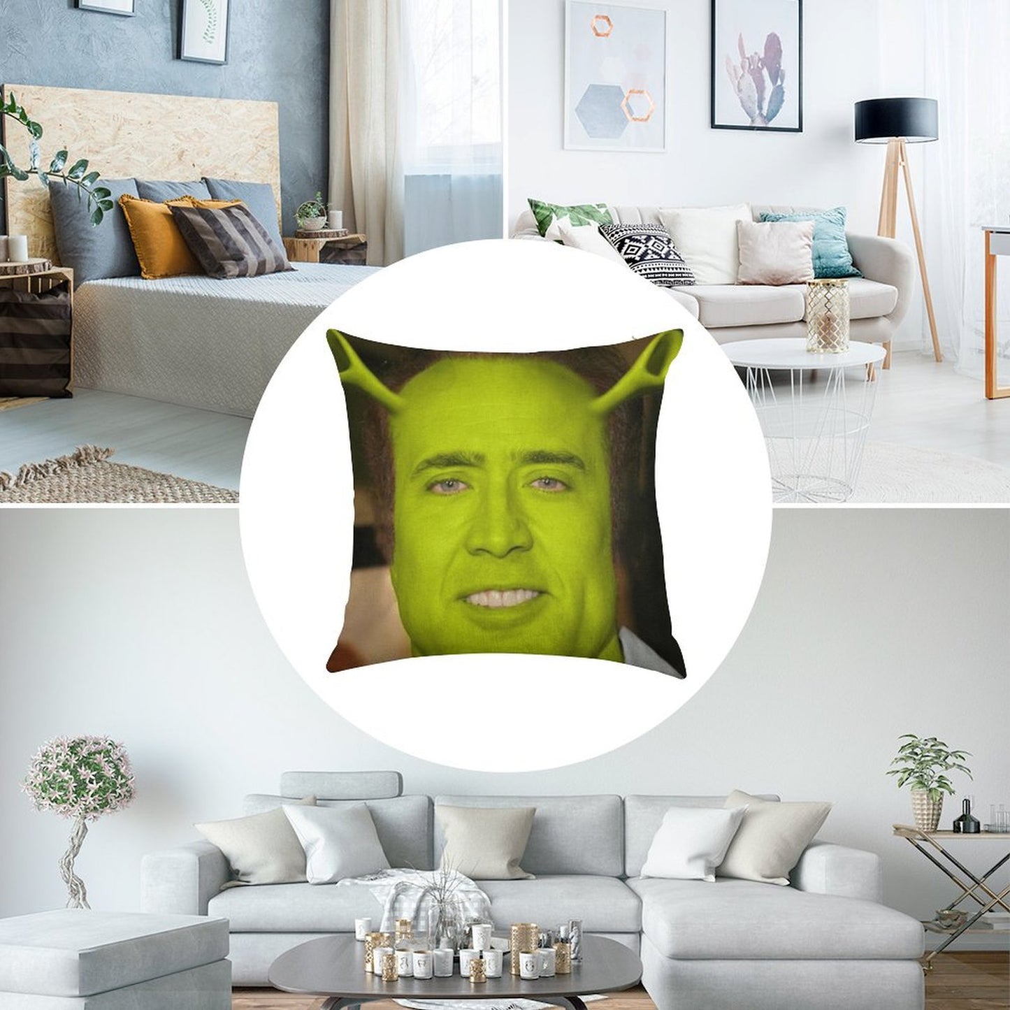 Nicolas CageShrek Linen Throw Pillow Cover