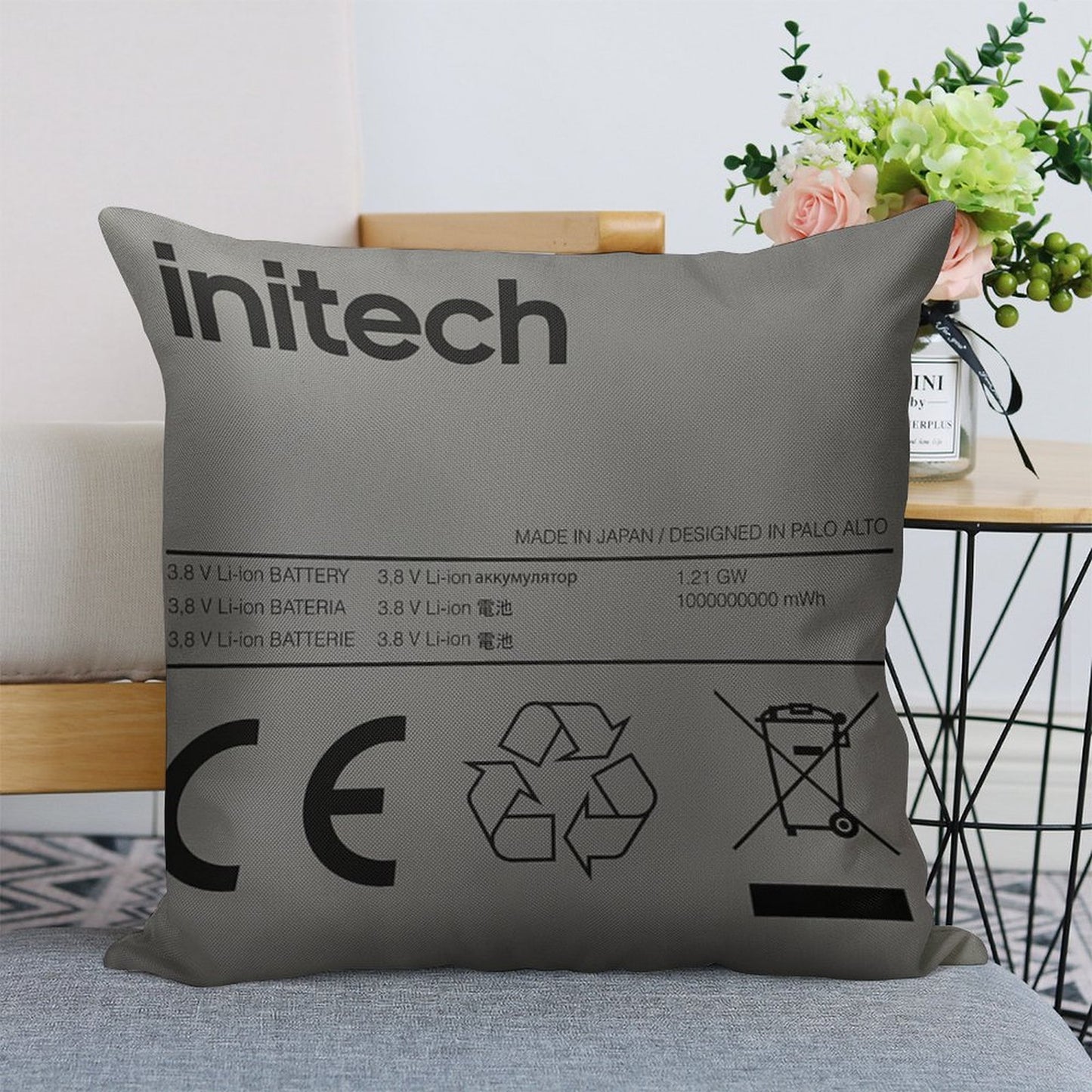 Swollen Battery Linen Throw Pillow Cover