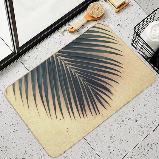 Palm Leaf Print Bath Mat