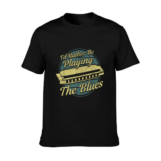 Blue Vintage Style Harmonica T-Shirt