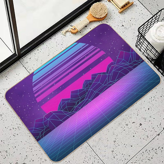 Synthwave Vaporwave Aesthetics Bath Mat