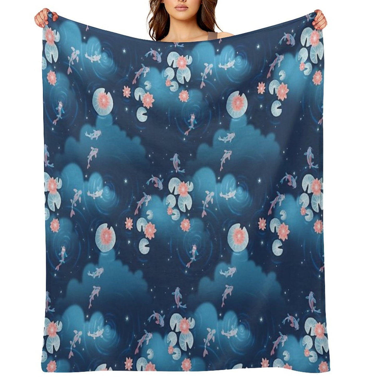 Koi Pond - Night Throw Blanket