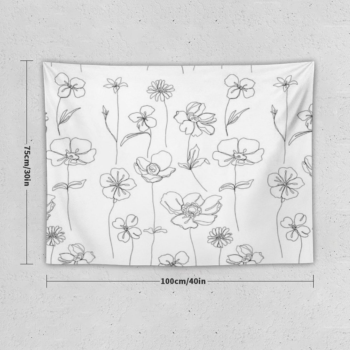 Botanical Floral Illustration - Botanicals White Tapestry
