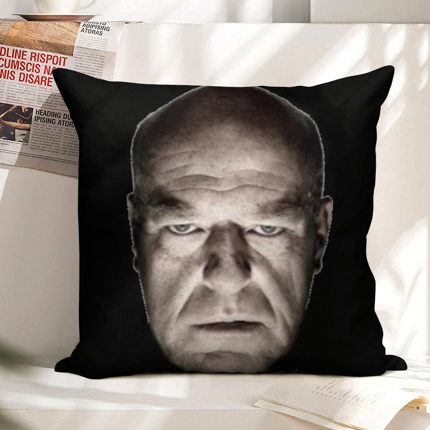 Hank Staring Meme Linen Throw Pillow Cover