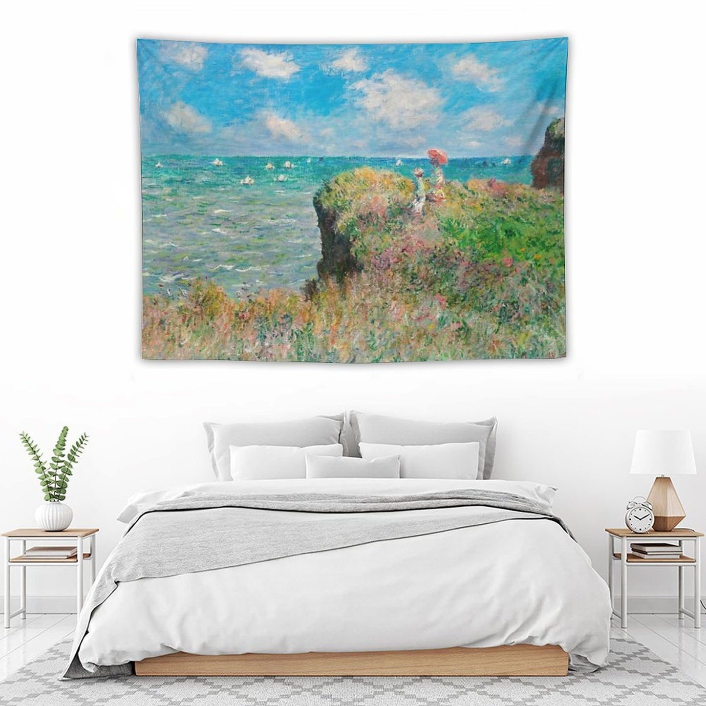 1882-Claude Monet-Cliff Walk at Pourville-66 X 82 Tapestry
