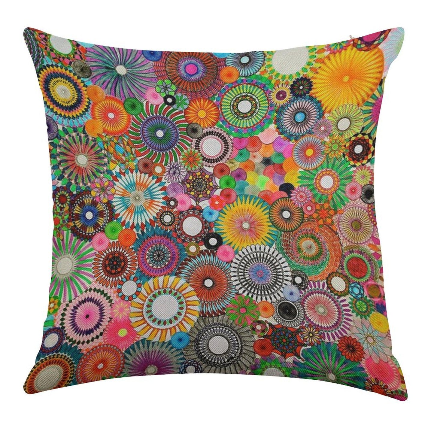 Childhood Dreams, A Colourful Spirograph Drawing! Linen Throw Pillow Cover