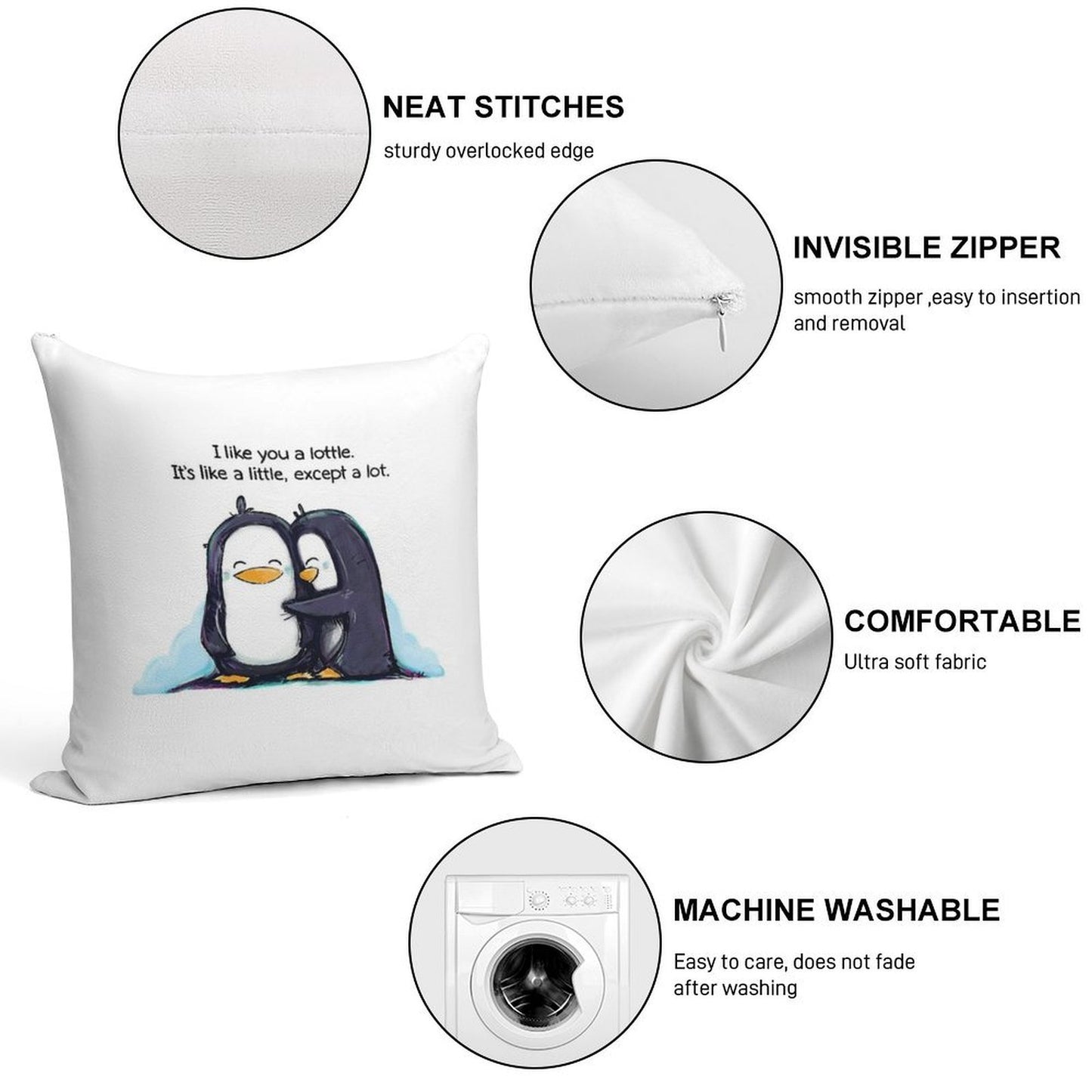 I Like You A Lottle Penguins Soft Warmth Comfort Throw Pillow