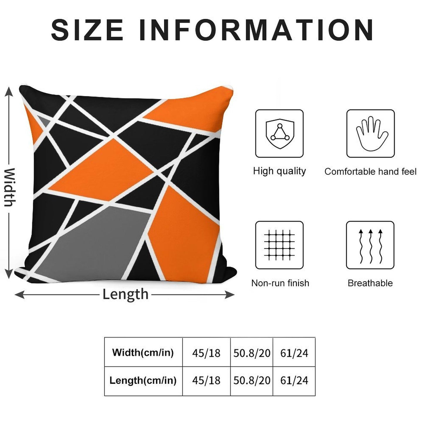 Geometric Modern Orange Pattern Soft Anti-Pilling Throw Pillow
