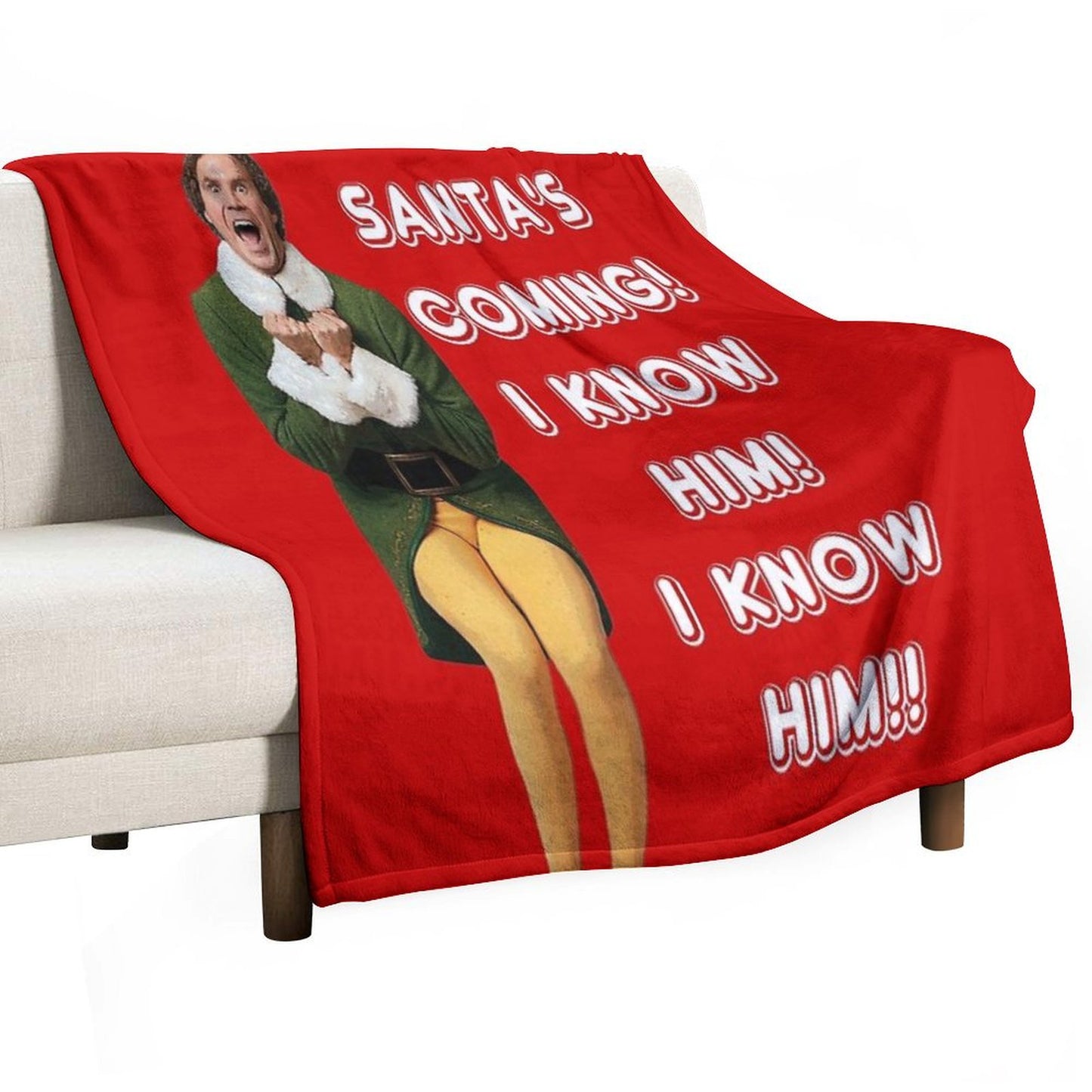 SANTA'S COMING! I KNOW HIM! Elf The Movie Will Ferrell Buddy Christmas Throw Blanket
