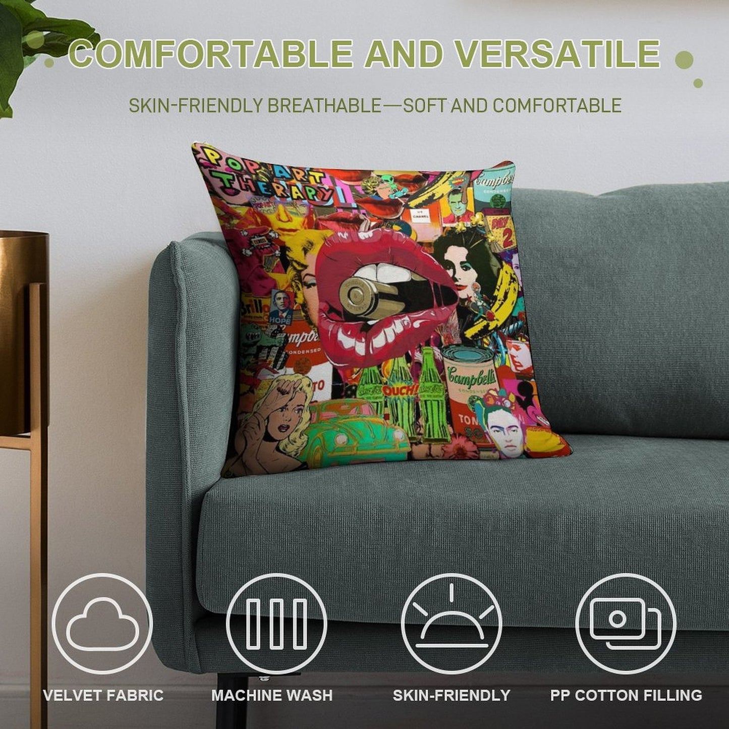 Pop Art Therapy Soft Easy Maintenance Throw Pillow