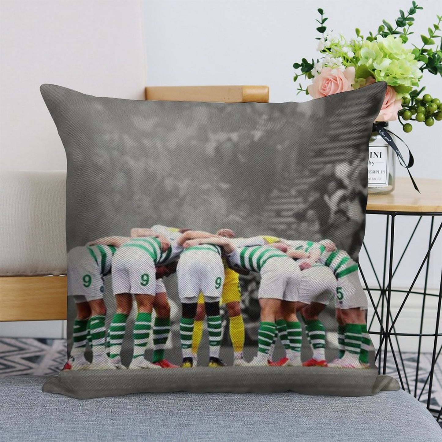 Celtic Fc Huddle Linen Throw Pillow Cover