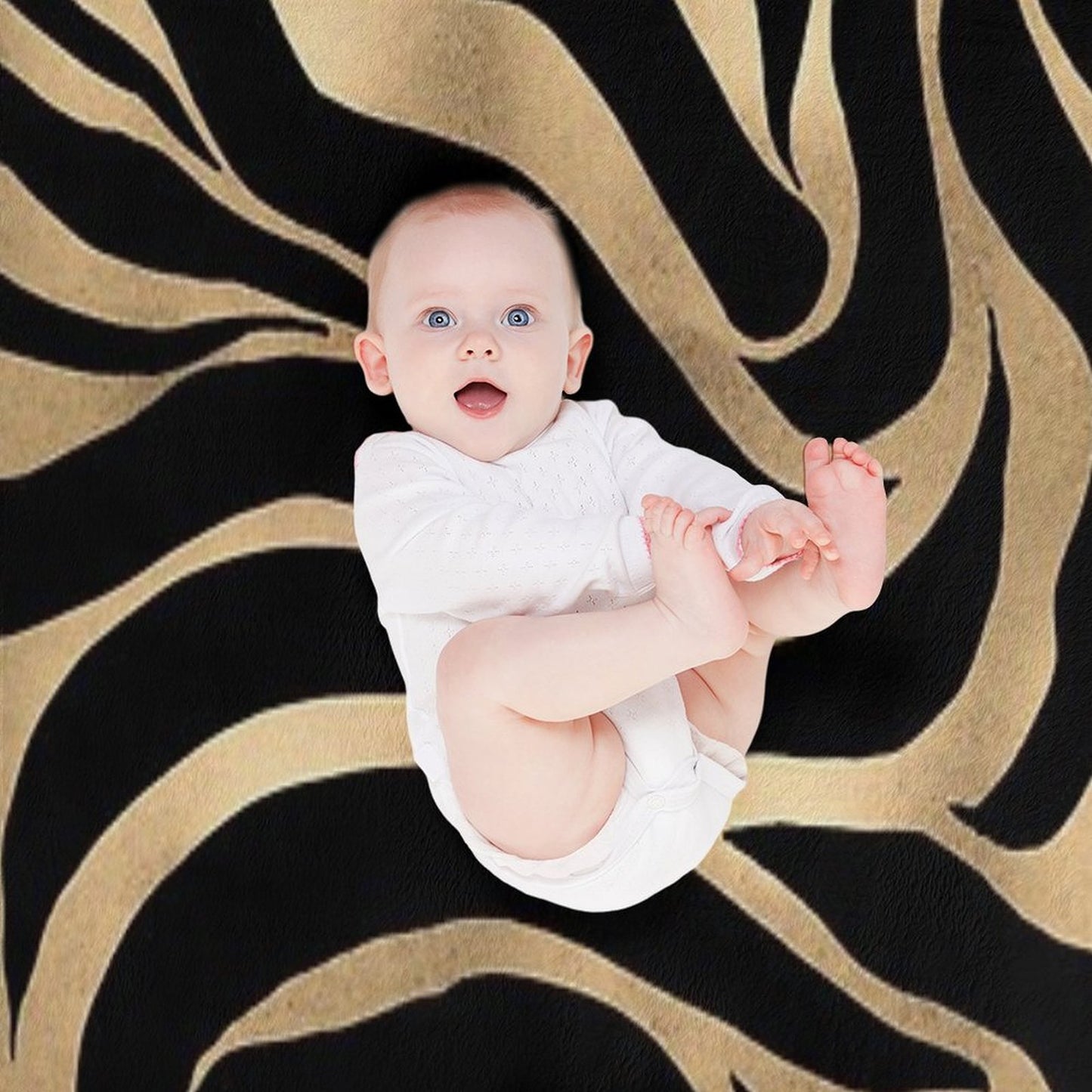 Elegant Metallic Gold Zebra Black Animal Print Throw Blanket