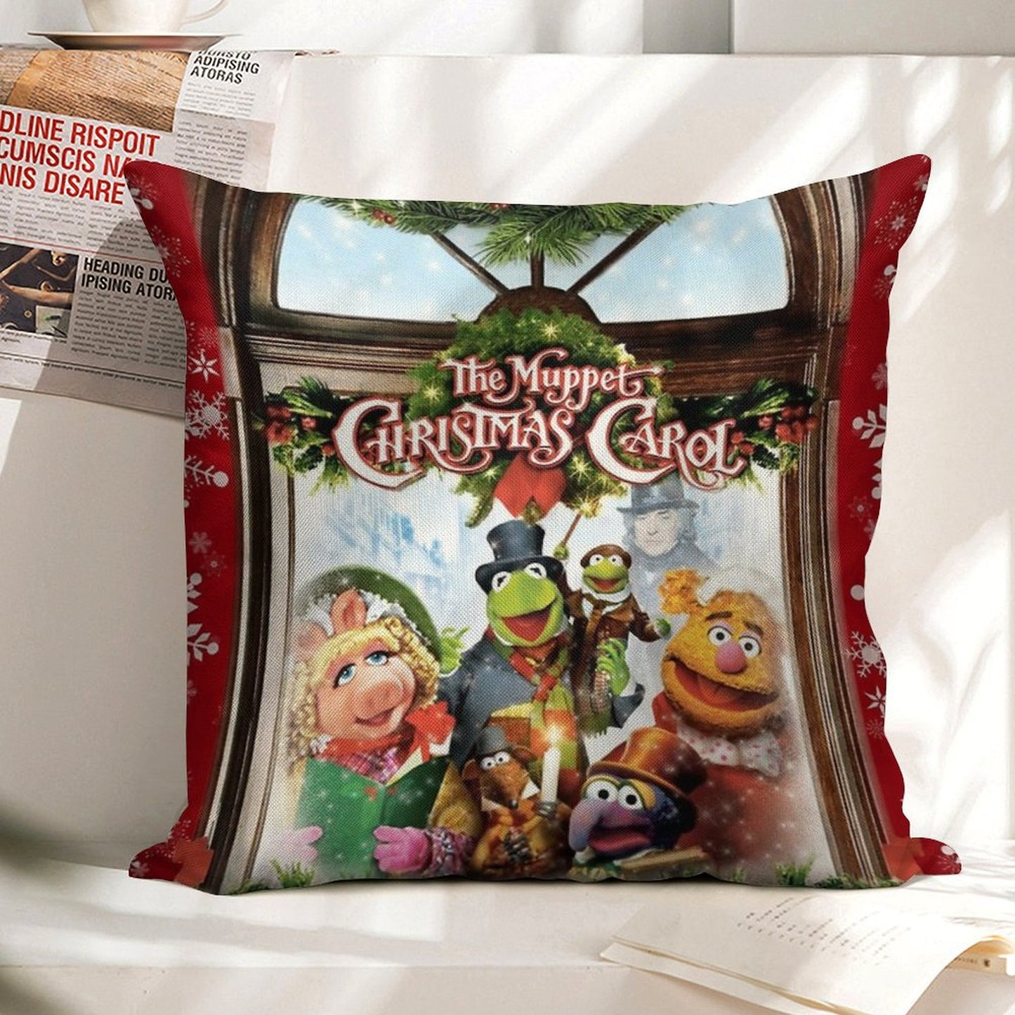 The Muppet Christmas Carol Linen Throw Pillow Cover