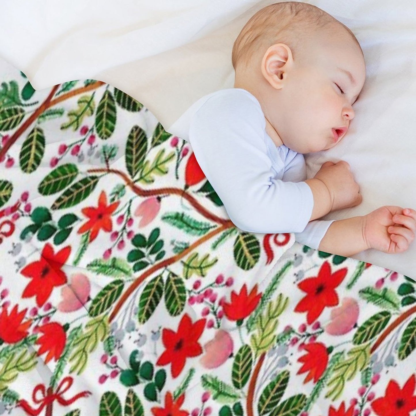 Christmas Floral Pattern Throw Blanket