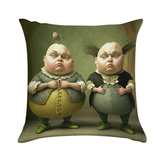 Tweedledee And Tweedledum - The Alice in Wonderland Collection Soft Hidden Zipper Throw Pillow