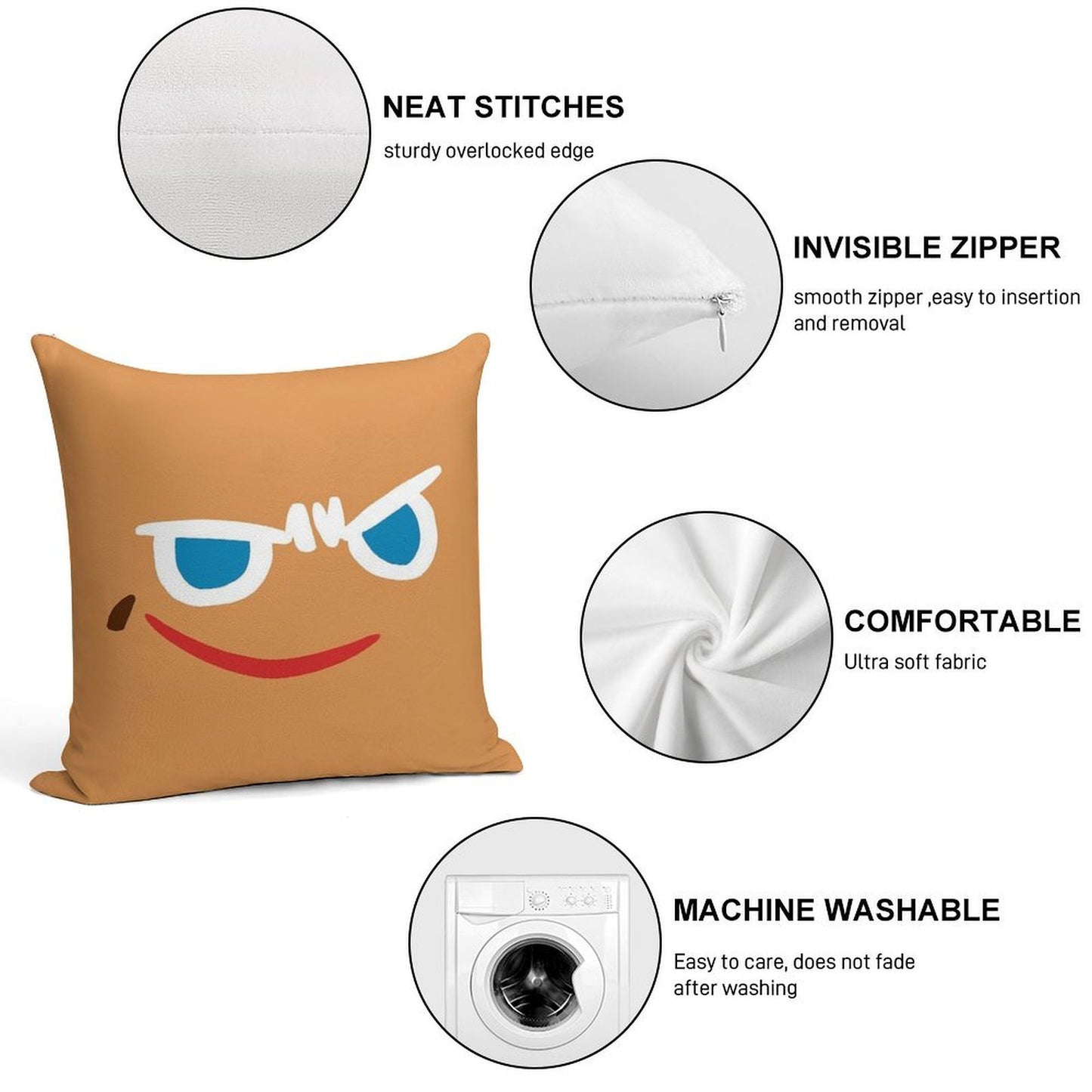 Gingerbrave Cursed Face Soft Anti-Pilling Throw Pillow