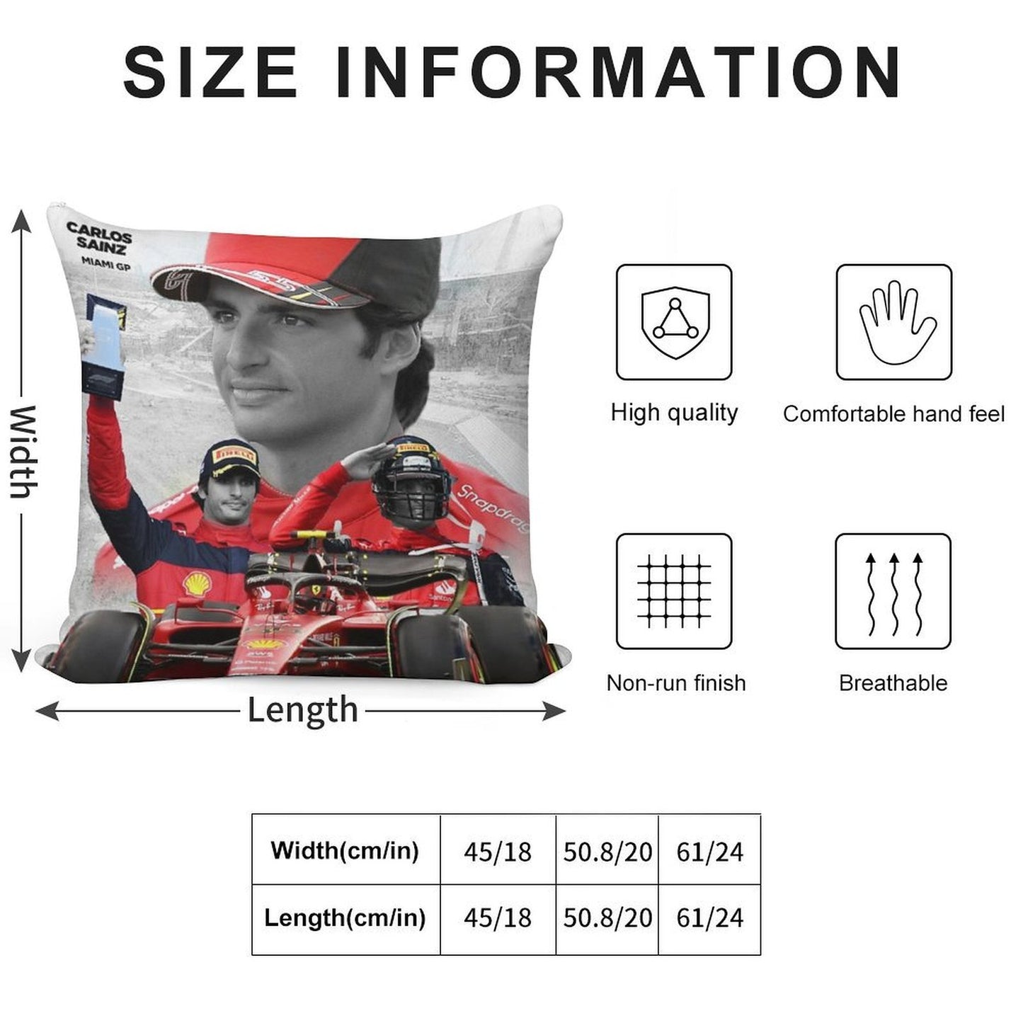CARLOS SAINZ - 2022 MIAMI GP Soft Skin-Friendly Throw Pillow