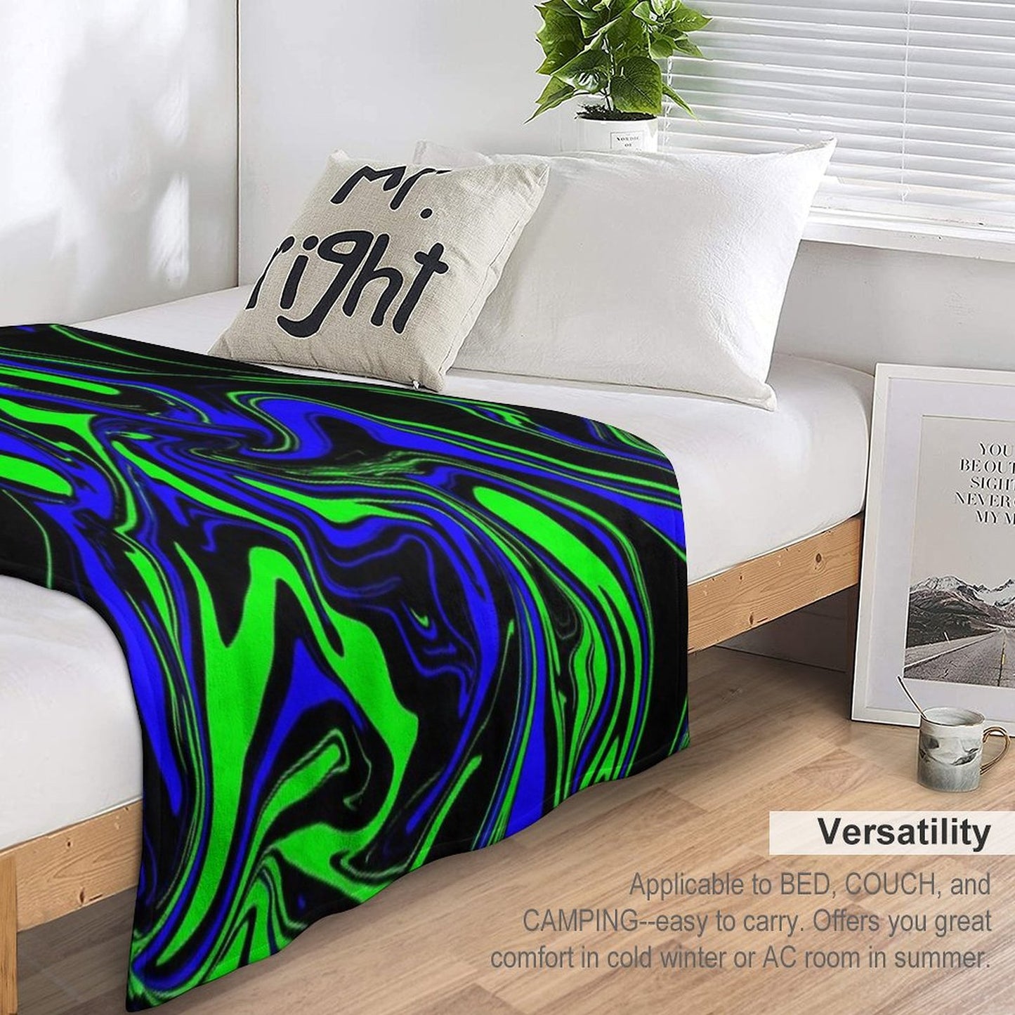 Blue Green And Black Oil Slick Throw Blanket