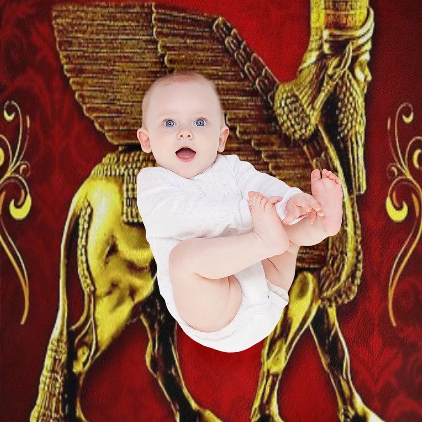 Assyrian LAMASSU ( WInged Bull) Throw Blanket