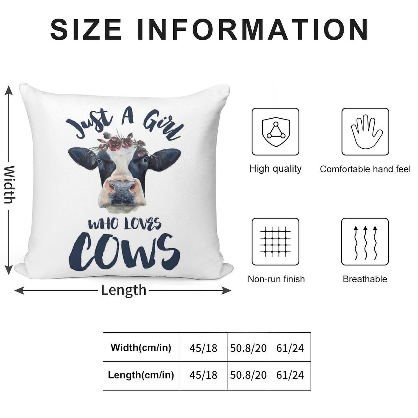 Animal Lovers Funny Gifts - Just A Girl Who Loves Cows Soft Warmth Comfort Throw Pillow