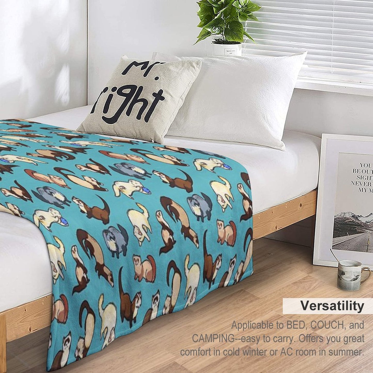 Cat Snakes in Blue Throw Blanket