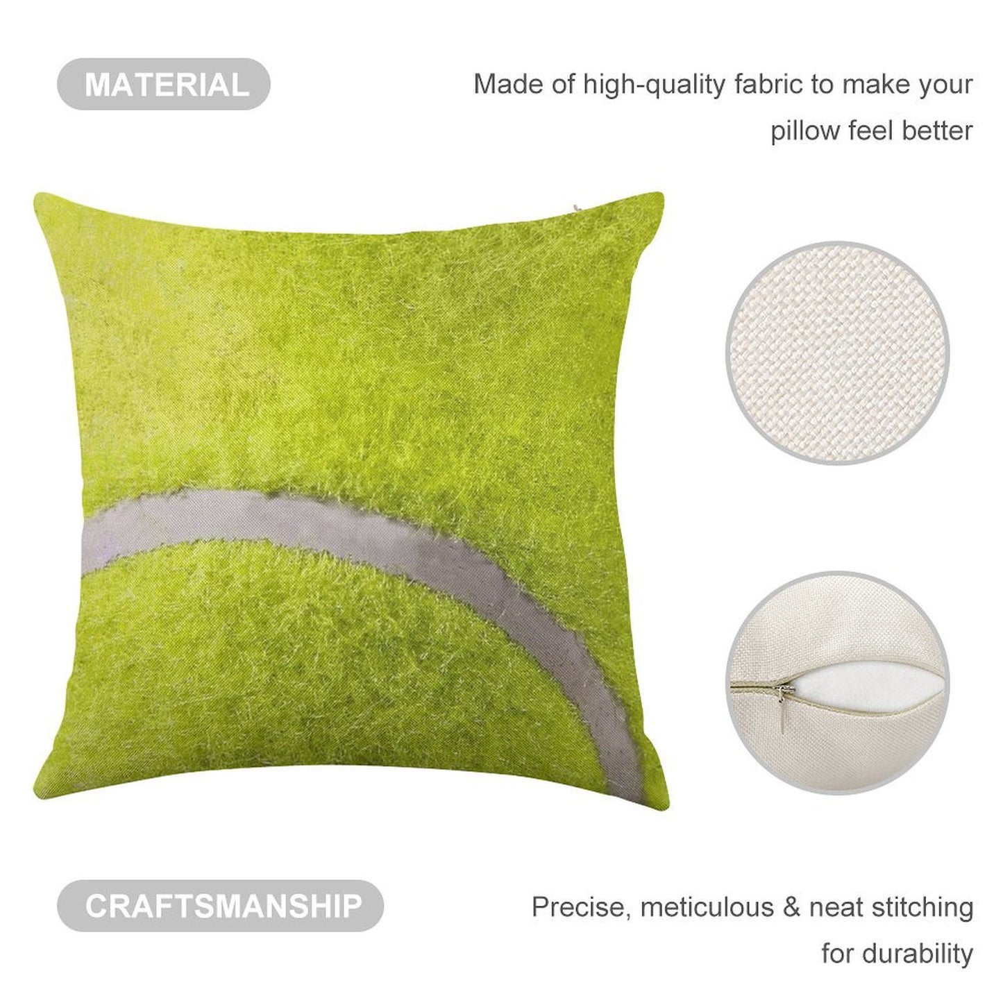 MAN CAVE THROW PILLOW SERIES - TENNIS BALL Linen Throw Pillow Cover