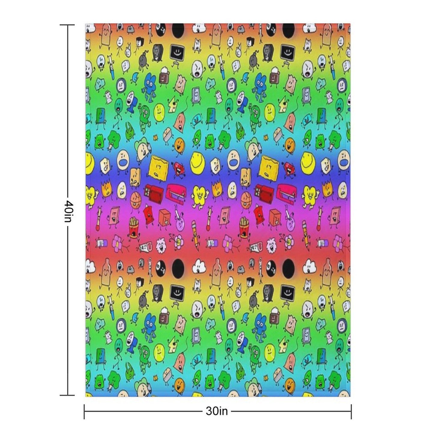 BFDI All Characters (Rainbow) Throw Blanket
