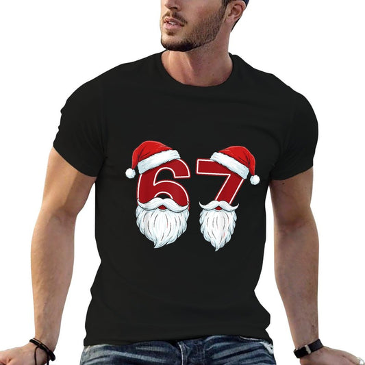 Funny Six Seven 67 Meme Santa Christmas Holiday Party Xmas Oversized Silhouette T-Shirt