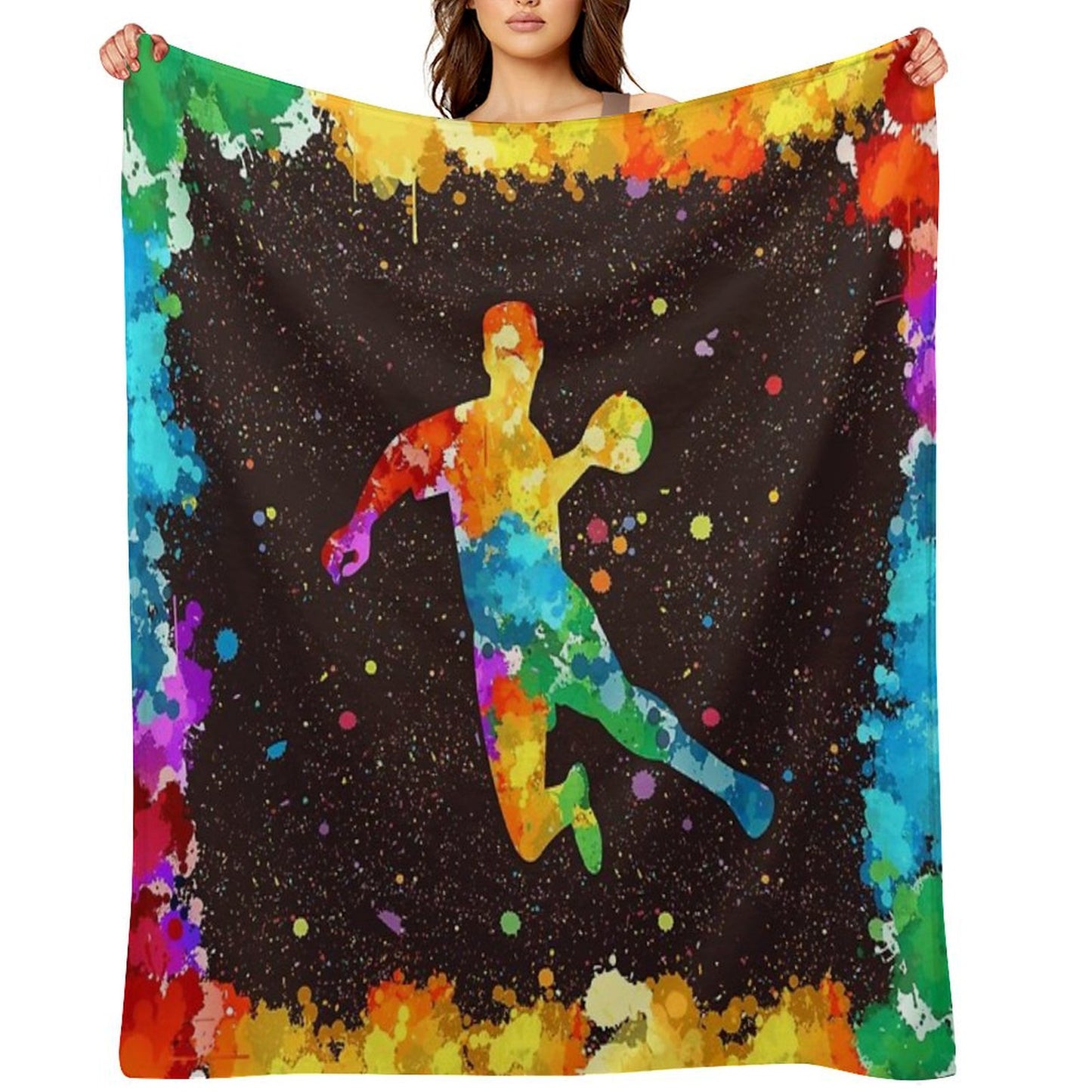 Handball Art Watercolor Throw Blanket