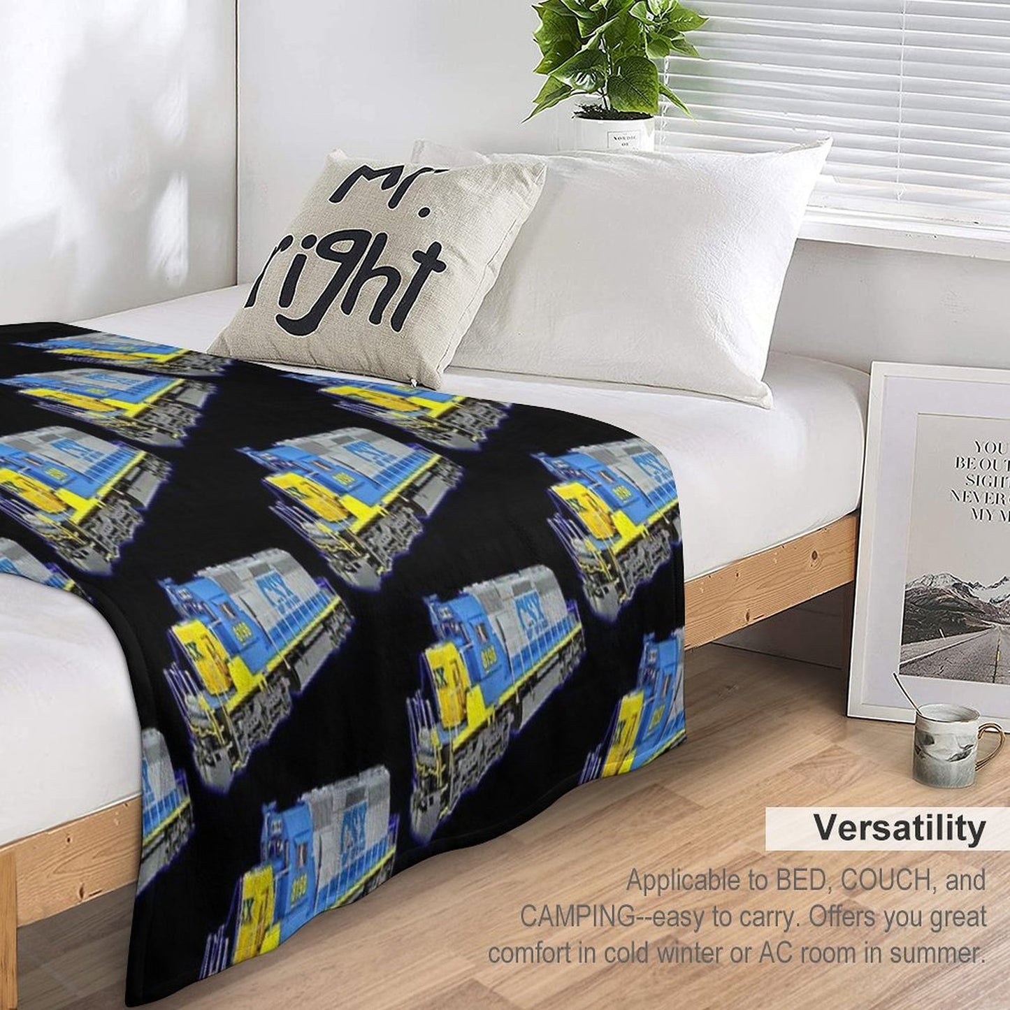 Freight Train CSX Engine Throw Blanket