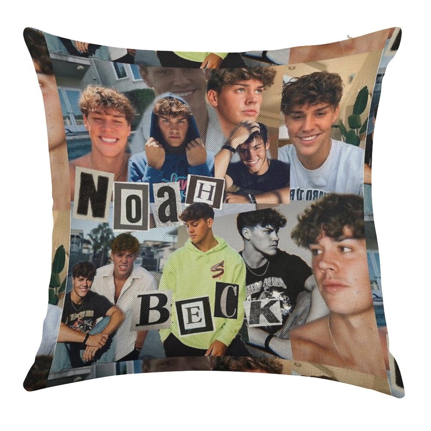 Noah Beck Collage Linen Throw Pillow Cover