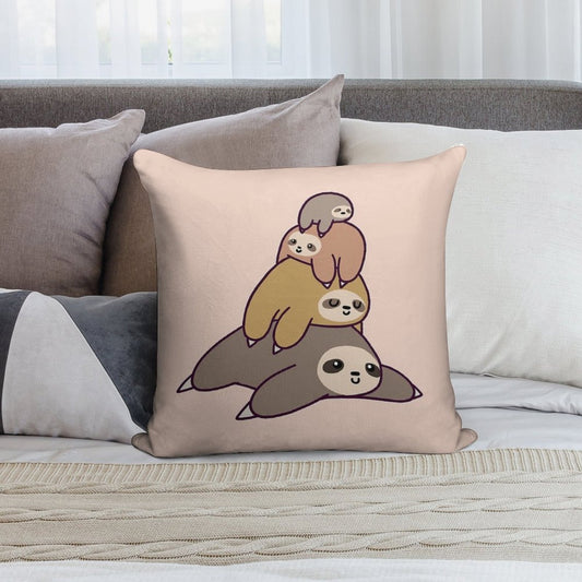 Sloth Stack Soft Short Plush Fabric Throw Pillow