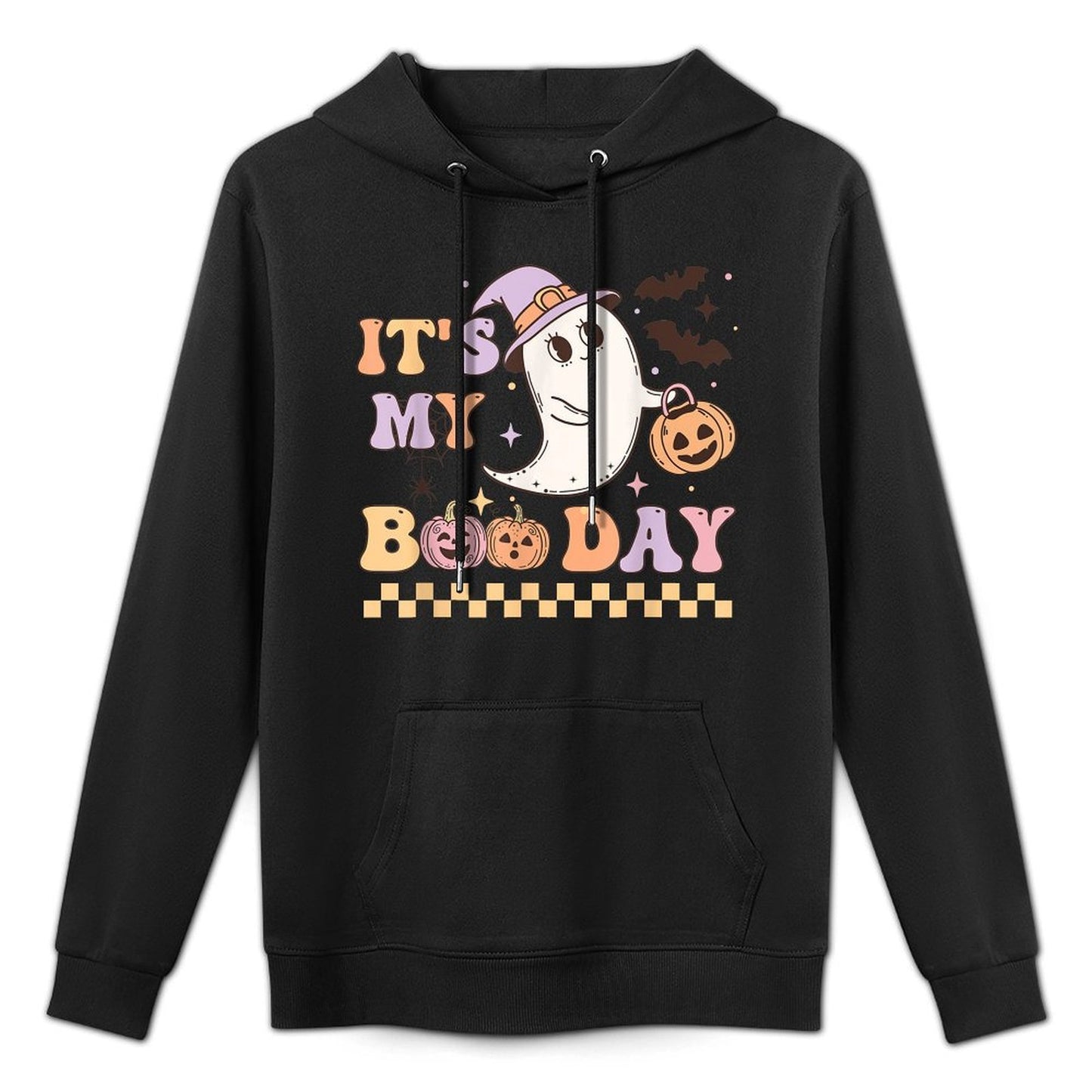 Funny Its My Boo Day Cute Halloween Birthday Ghost Pink Bow Shape Retention Hoodie