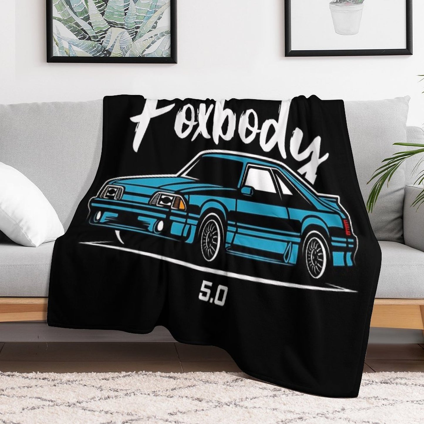 Blue Racing Fox Body Stang Throw Blanket