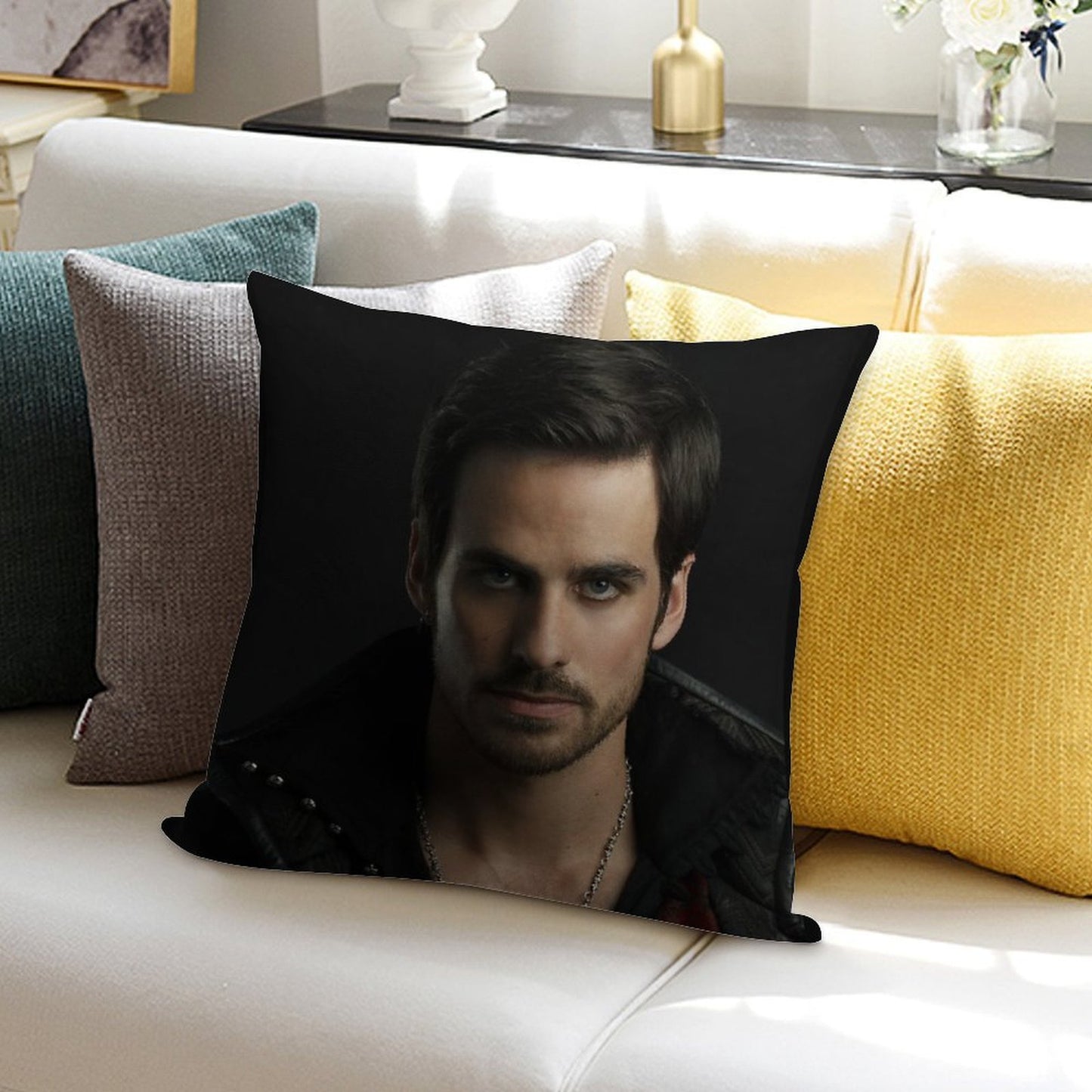 Colin O'Donoghue As Captain Hook Soft Hidden Zipper Throw Pillow