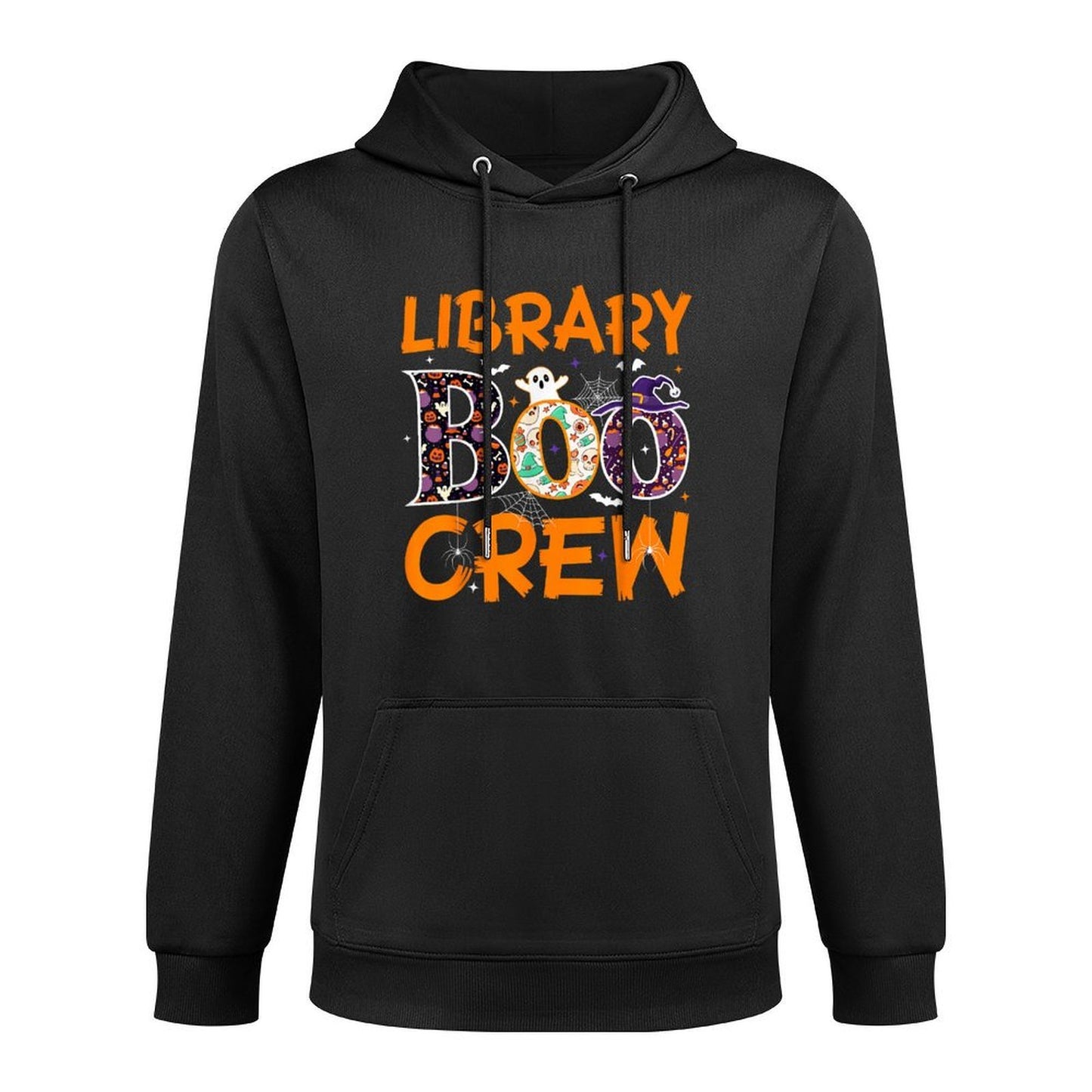 Library Boo Crew Book Lovers Funny Halloween Library Ghost Cotton-Polyester Blend Hoodie