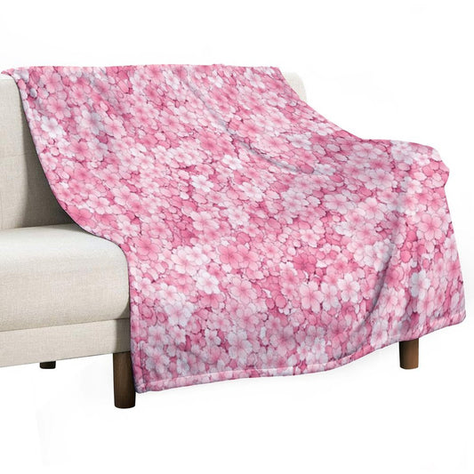 Falling Sakura Cherry Blossom Throw Blanket