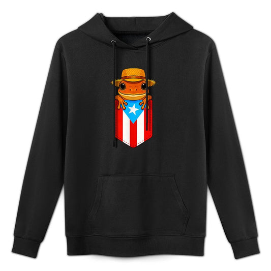 Jibaro Coqui Frog Puerto Rico Boricua Pocket Borinquen Unisex Design Hoodie