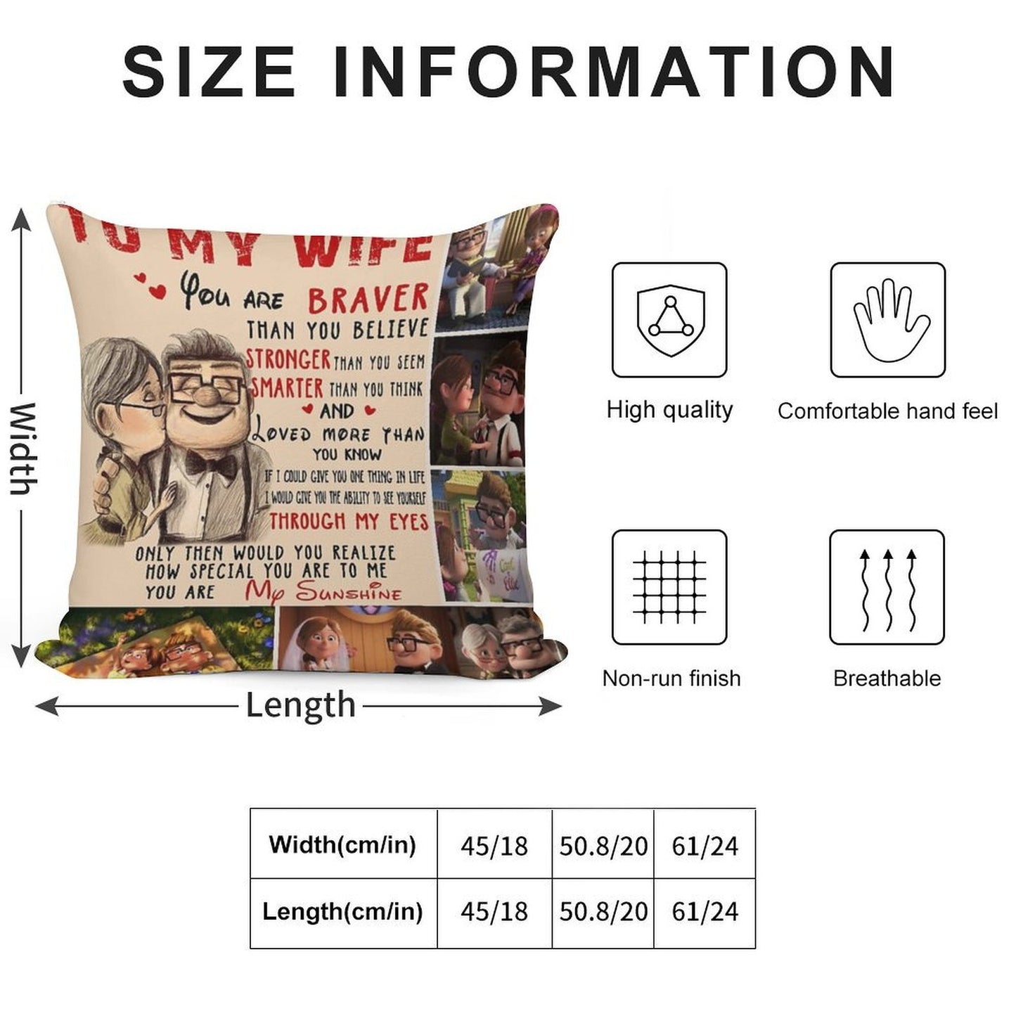 Carl & Ellie To My Wife You're Braver Than You Believe Quilt Blanket Fleece Blanket To My Wife Blanket Warmer Gift Gift For Her Soft Easy Maintenance Throw Pillow