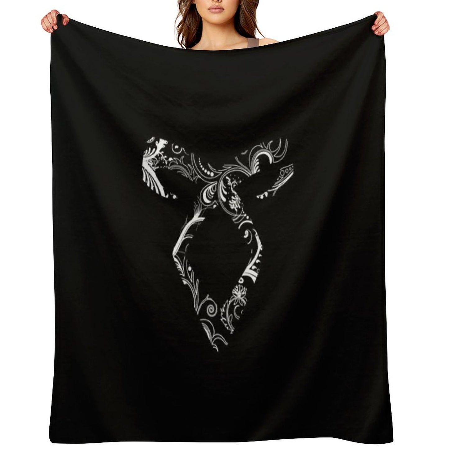 Shadowhunters Rune - Angelic Power Rune (floral Decorations - White) Malec Mundane Parabatai Alec, Magnus, Clary, Jace, Throw Blanket