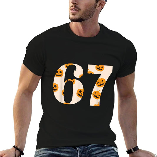 67 Halloween Fall Pumpkin Pattern 6 7 Meme Trendy Funny Lightweight T-Shirt