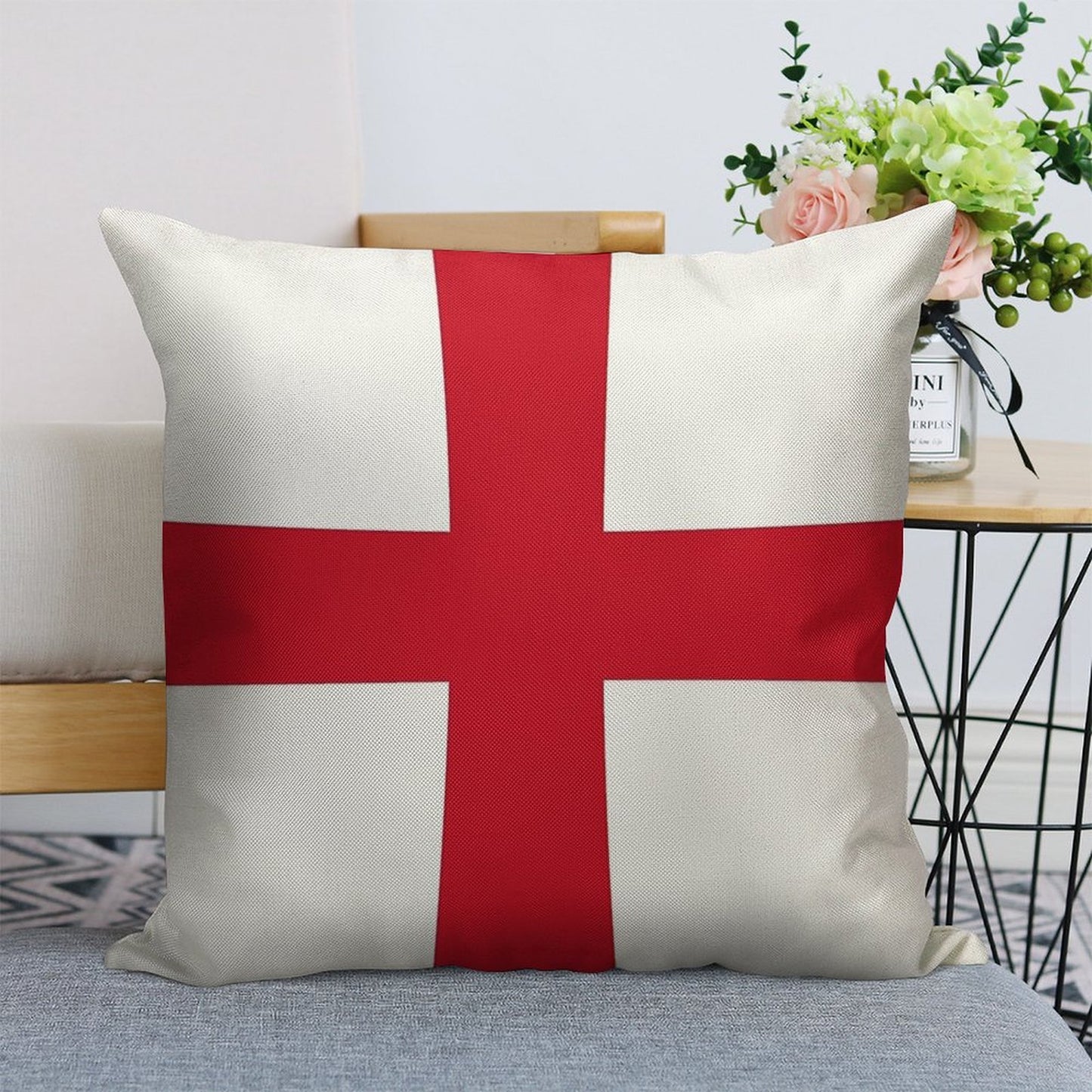 Flag of England (St. George's Cross) Linen Throw Pillow Cover