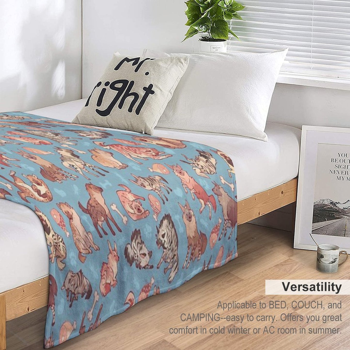 Hyenas in Cerulean Throw Blanket