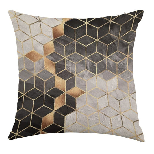 Smoky Cubes Linen Throw Pillow Cover