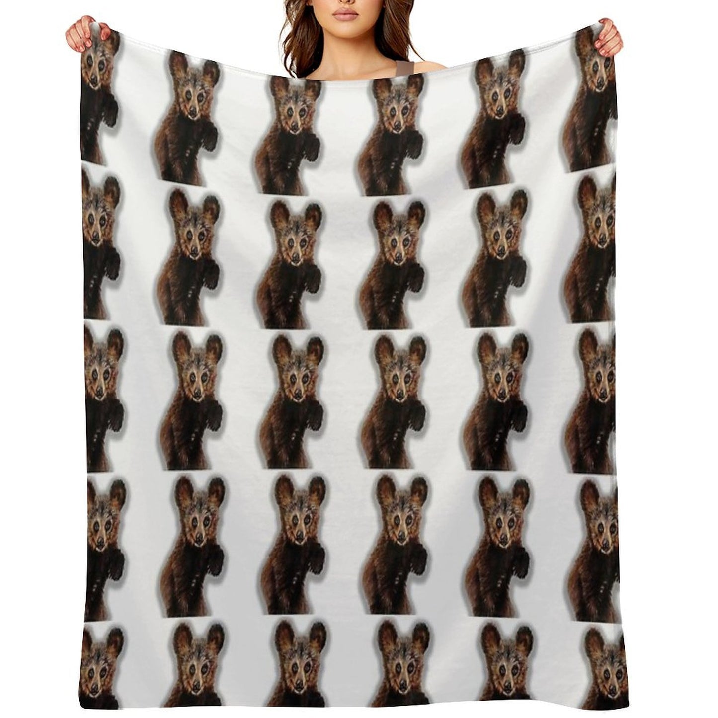 Cute Bear Drawing Throw Blanket