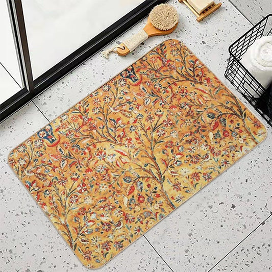 Antique Persian Tree of Life Kashan Rug Print Bath Mat
