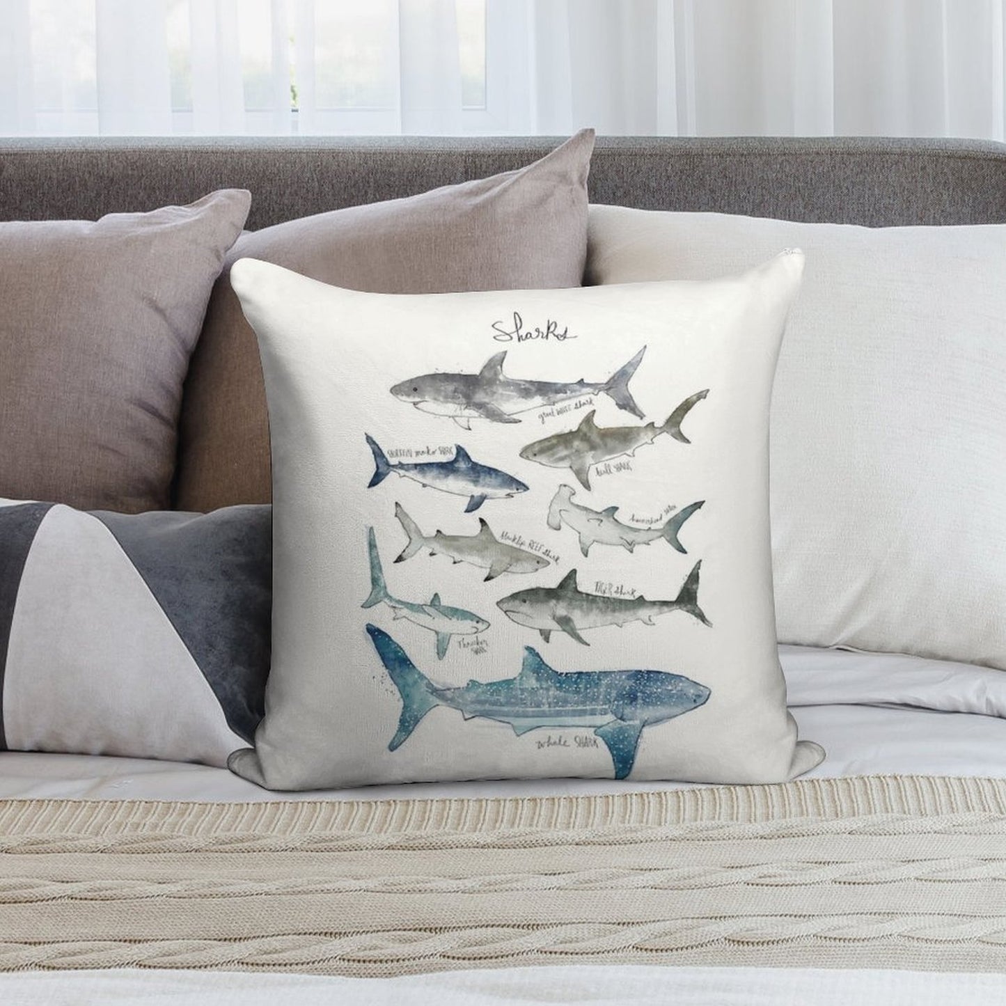 Sharks Soft Warmth Comfort Throw Pillow