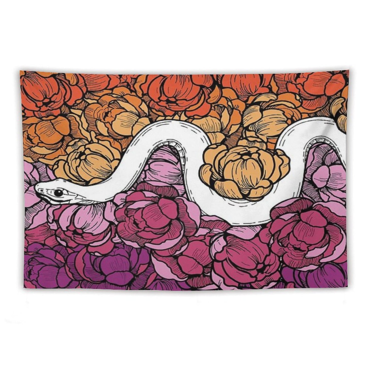 Floral Snake Lesbian Pride Colors Tapestry