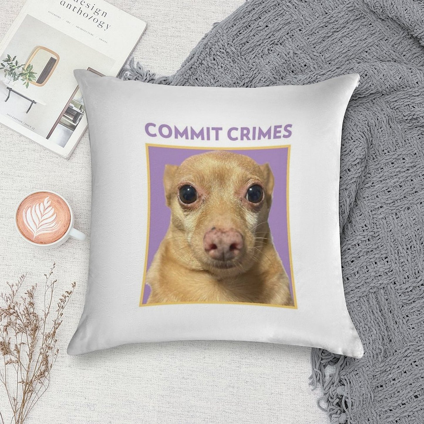Crime Mouse Soft Short Plush Fabric Throw Pillow