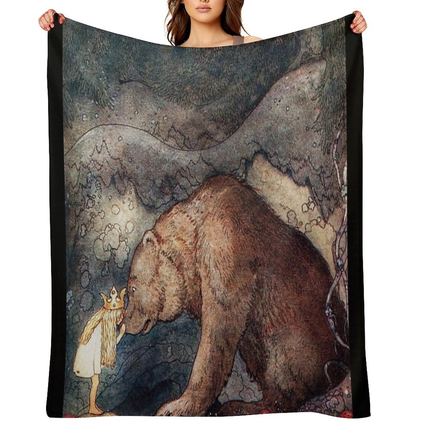 John Bauer Poor Little Bear-artist John Bauer Throw Blanket